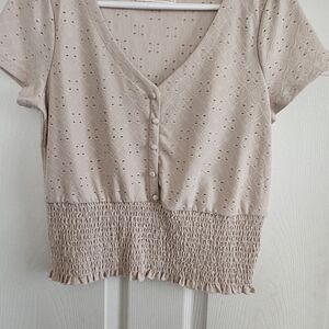Elegant Beige Button-Up Women's Top